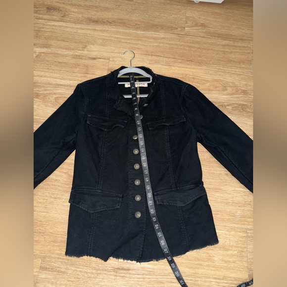 Free People Black Ella Sergeant Jacket Lace Up Sleeves - Picture 7 of 8